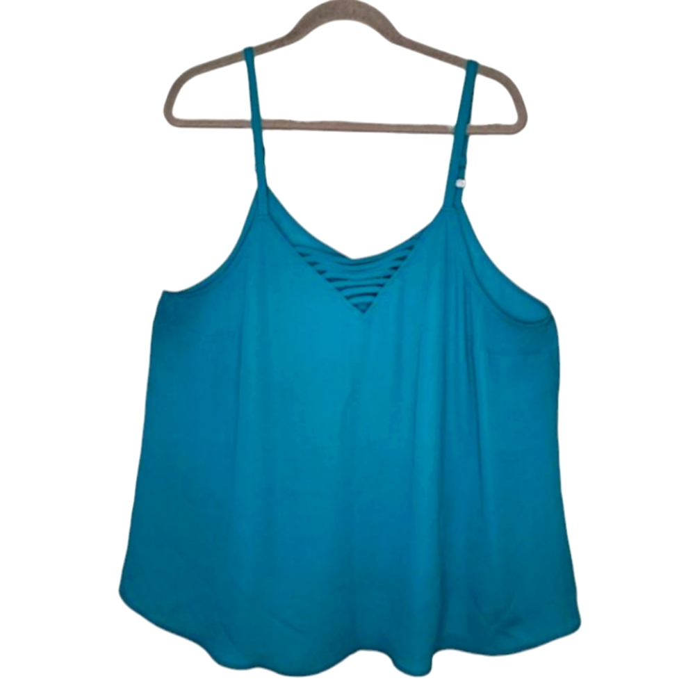 Torrid Flowy Strappy Spaghetti Strap Blue Summer Tank Top Plus Size 2
